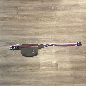 Champion dark grey Fanny Pack with Striped Strap